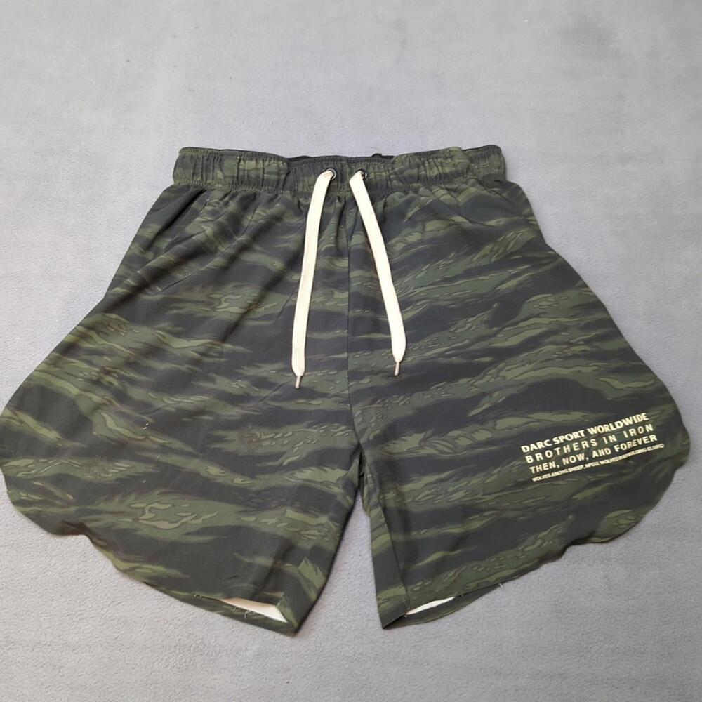 Darc Sport Shorts Men's Medium Camouflage Green Drawstring Bodybuilding